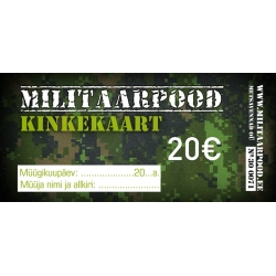 MILITAARPOOD kinkekaart väärtusega 20.- eurot